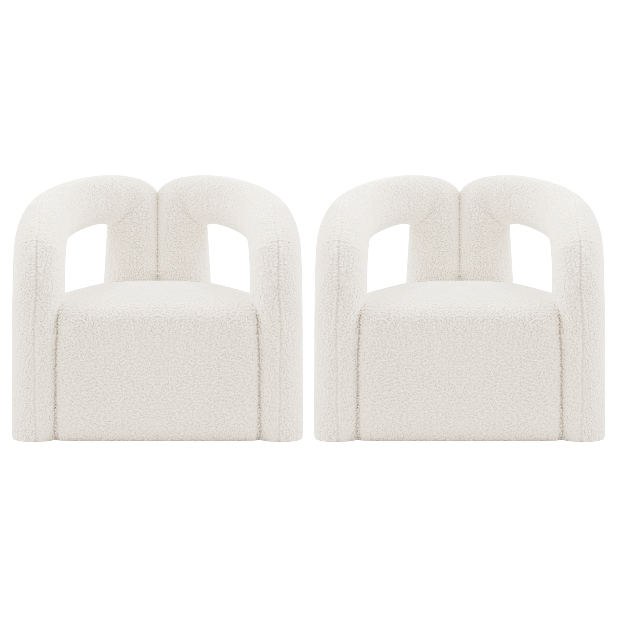 Manhattan Comfort, Modern Darian Boucle Accent Chair Cream Set of 2 Primary Color Cream, Included (qty.) 2 Model# 2-AC061